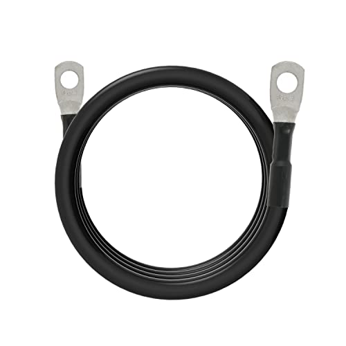 6 AWG Battery Cables 6 Gauge Battery Power Inverter Cable with 5/16 Inch Tinned Copper Lugs Both Ends for Solar Marine Boat RV Car Motorcycle 2 pcs (3FT) - size: 3FT