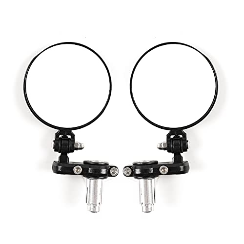 Universal Motorcycle Bar End Mirrors Round Convex Rear View Side Mirror, 3 Inch Round Folding 7/8" Handlebar Bar End Mirror Compatible for Honda/Suzuki/Yamaha/Kawasaki/Victory/Scooter - color: Black, size: Motorcycle Rear View Mirrors 23