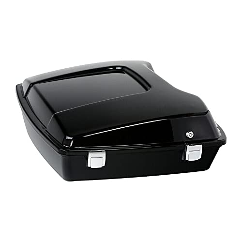 TCMT 5.5" Razor Motorcycle Trunk Box W/Latch Key Two Up Mounting Rack Fit For Harley Touring 2009-2013 Road Glide Road King Street Glide Pack - color: Chrome Lacthes Trunk+Black 2 up Rack