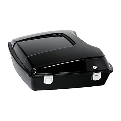 TCMT 5.5" Razor Motorcycle Trunk Box W/Latch Key Two Up Mounting Rack Fit For Harley Touring 2009-2013 Road Glide Road King Street Glide Pack - color: Chrome Lacthes Trunk+Chrome 2 up Rack
