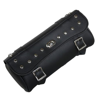 Daniel Smart Large Two Strap Tool Bag - Waterproof and Durable Premium Synthetic Leather with Stunning Twist and Pin Buckle Lock Design with Studs - style: Motorcycle Tool Bag