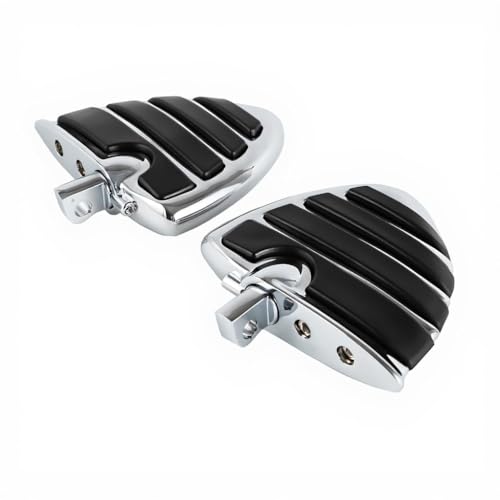 Motorcycle Wing Footpegs Foot Pegs Fit for Harley Touring Road Glide Street Glide Softail Dyna V-Rod Cruiser Wing Fat Bob Yamaha Honda Kawasaki Suzuki (Chrome#50) - color: Chrome#50