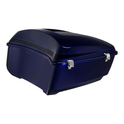TCMT King Motorcycle Trunk Fit for Harley Touring 2014-2025 CVO Road King Road Glide Street Glide Electra Glide Ultra Limited Pack Blue/Black Sunglo - color: Blue/Black Sunglo(No Speaker Holes)
