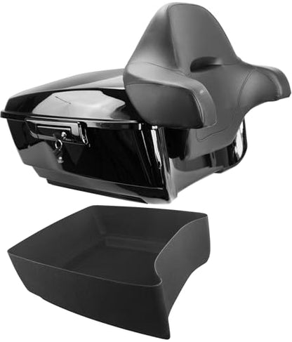 YHMOTO 13.7" King Tour Trunk+Around Backrest+Luggage Rack Fit for Harley Davidson Touring Road King, Road Glide, Street Glide,CVO 2014-2026 (King Tour Trunk+Around Backrest Pad) - color: King Tour Pack+Around Backrest Pad