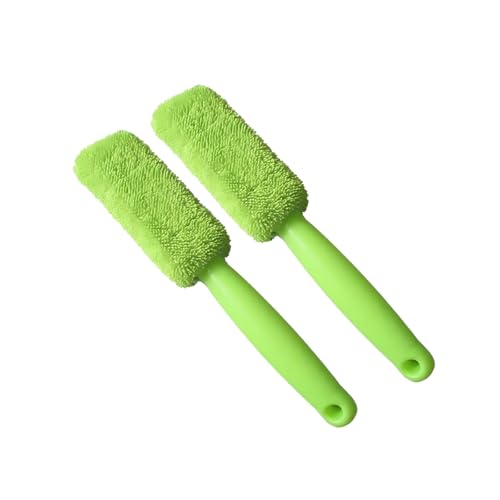 Premium Car Cleaning Tools - Wheel Tire Brush & Microfiber Twist Braided Cloth, Essential Auto Detailing Accessories for Spotless Shine (2, Green) - color: Green