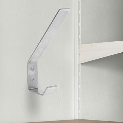 Sosoport Motorcycle Helmet Rack Wall Mount with Stainless Steel Double Hooks, Space-Saving Helmet Hanger for Motorbike Jackets, Easy Installation with Mounting Hardware, Silver Hat Holder