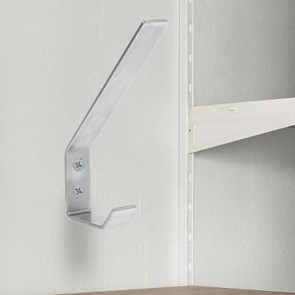 Sosoport Motorcycle Helmet Rack Wall Mount with Stainless Steel Double Hooks, Space-Saving Helmet Hanger for Motorbike Jackets, Easy Installation with Mounting Hardware, Silver Hat Holder