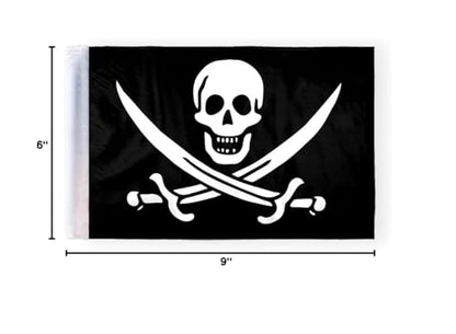 AGAS Calico Jack Rackham Pirate Motorcycle Flag 6x9 inch - Double-Sided Printed 2-Ply Durable Knitted Polyester - 0.75 inch Sleeve- Fits on 3/8" Mount Pole - color: Calico Jack Rackham