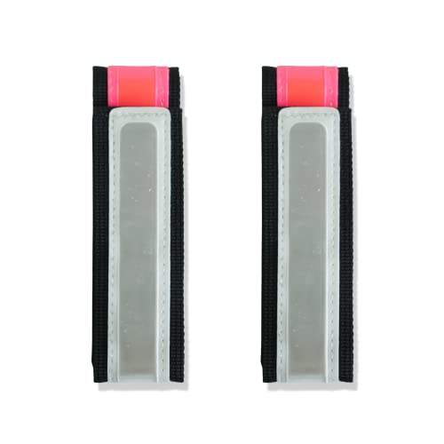 Vincita Reflective Bands - Highly Visible Safety Reflective Bands for Cycling, Walking, Running, and Hiking - Suitable with Molle Webbing On Backpack (Pair of 2) - color: Pink/White