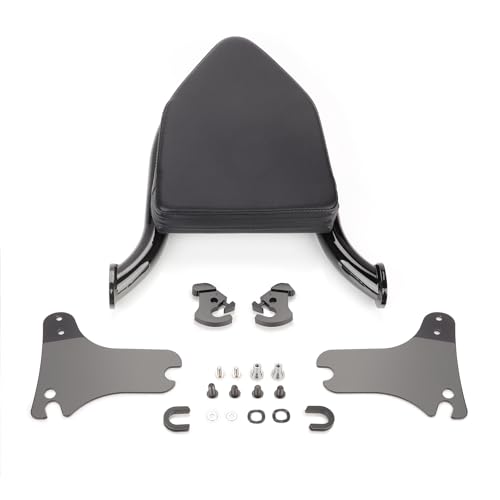 Motorcycle Rear Passenger Sissy Bar Backrest, Detachable Rear Backrest Cushion Pad Fit for Harley Touring CVO/Road King Street Road Electra Glide 1997-2008(Black) - color: Black