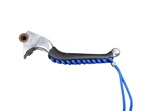Mark's Custom Designs Heavy Duty Black Leather Motorcycle Lever Covers for HD Motorcycles with Blue Paracord