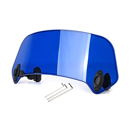 Motorcycle Adjustable Clip On Windshield Extension Spoiler Wind Deflector for HONDA, for YAMAHA, for BMW, for SUZUKI with Windshield Top Width More Than 26CM - color: blue