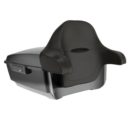 Advanblack 2025 Road Glide King Tour Trunk Pack Black Latch Wrap-Around Backrest Compatible with 1997-2025 Harley Touring Road Glide, Street Glide, Electra Glide (Raven Fade) - color: Raven Fade
