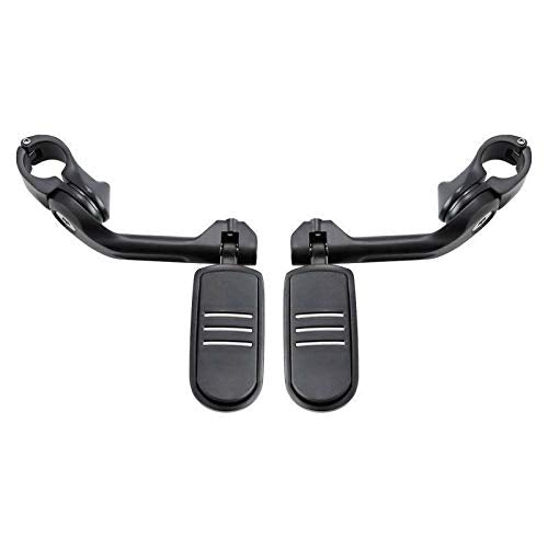 TCMT 32mm 1 1/4" Highway Engine Guard Bar Highway Footpegs Mount Kit Fits For Harley Touring Road King Street Glide Road Glide Electra Glide Softail Sportster Dyna with 1.25" Engine Guards - color: Matte Black, size: Long Angled Highway Footpegs