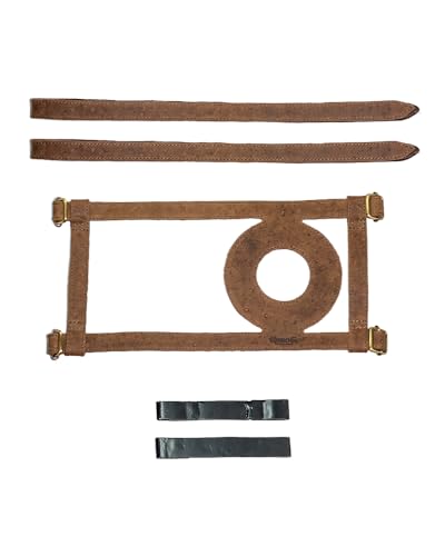 Trip Machine Company Genuine Leather Motorcycle Fuel Tank Strap – Heavy Duty Adjustable Horizontal Tank Mount Cover for Right Side Fuel Inlet Bikes (Only Tank Strap, Brown) - color: Tobacco Brown, style: Only Tank STrap