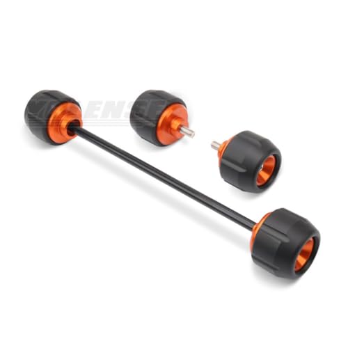 ALmart Motorcycle Front and Rear Fork Axle Slider Wheel Protector Crash Guard Fit forKTM 390 DUKE 2024+, Orange - color: orange