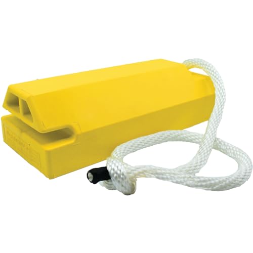 Checkers 14" Airplane Chocks, Aviation Wheel Chocks for Mid to Large-Sized Aircraft, One Tire Chock with Locking Rope, Durable Lightweight Urethane, Yellow, AC4614-LR - style: No Rubber Pad