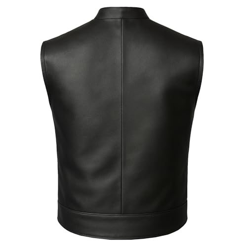 Jackets 4 Bikes Men’s SOA Motorcycle Vest – Premium Buffalo Leather, Multiple Pockets Club Style Biker Vest - All Seasons - size: Small