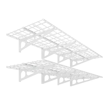 FLEXIMOUNTS 2-Pack 2x6ft Garage Shelving 24-inch-by-72-inch Heavy Duty Wall Mounted Shelves Garage Storage Rack Floating Shelves, 1400lbs Load Capacity, White, Classic Series - color: White, size: 2 pack-2x6 ft