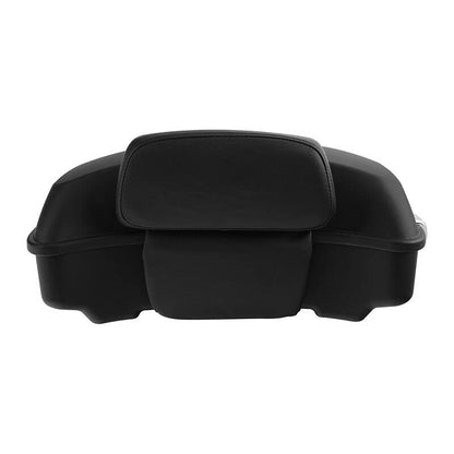 TCMT Chopped Motorcycle Trunk Box Backrest Pad Detachable Mounting Rack Fit For Harley Touring 1997-2008 Road King Road Street Electra Glide Pack - color: Set E1 Matte Trunk#Black Rack