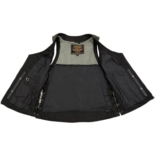 Milwaukee Leather Women's Classic Biker Vest - Premium Leather, Zipper Front, Concealed Carry, Rider Fit Design - color: Lkl4719-blk/Beige, size: Small