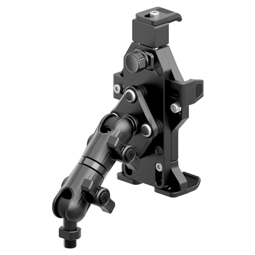 Tackform Aluminum Motorcycle Adventure Phone Holder - Vibration Dampening, Wireless Charging | Mirror Hole Mount - M10 x 1.25 Fine Threaded 20mm Ball | Compatible with iPhone, Galaxy, More | 3.5" Arm