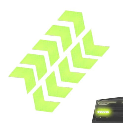 10 PCS Car Arrow Reflective Stickers, 1.97" x 1.81" Waterproof Safety Tapes, High Visibility Night Caution Warning Reflective Stickers, Universal for Most Cars (Green) - color: Green