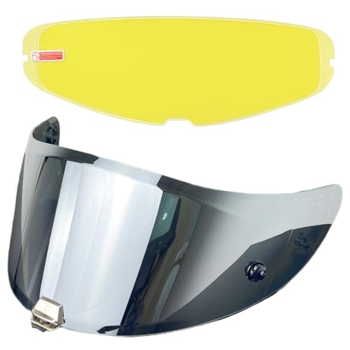 HJ-26 Helmet Visor with Anti Fog Film,UV Protection Helmet Face Shield Compatible with HJ26,HJC Rpha 70,Rpha 70 St,Rpha 11,Rpha 11 Pro,HJ-26St (Silver+Anti Fog Film) - color: Silver+anti Fog Film