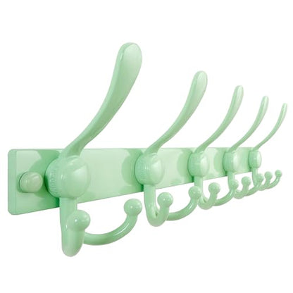 Dseap Coat Rack Wall Mount, Heavy Duty 12-Gauge Base vs Flimsy 1mm, Double-Thick Solid Anti-Snap Hooks, 16” Stud-Mount, Stainless Steel Hanger for Clothes Hat Entryway Closet Mudroom, Green - color: Green, size: L=17" (1pcs)