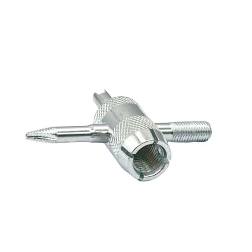 1Pcs 4-Way Tire Valve Stem Core Removal Tool, 4-in-1 Tyre Valve Core Tool Tire Stem Core Wrench Multifunctional 4 Way Valve Stem Remover Tire Repair Tool Compatible with Car Motorcycle Bicycle