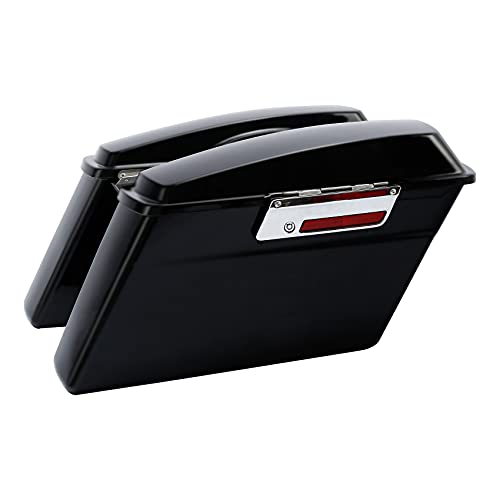 SLMOTO Saddlebags Saddle Bags & Black Conversion Bracket For Harley-Davidson Softail CVO Convertible FLSTSE3 Fatboy Lo FLSTFB - color: Matte Black + Chrome Conversion Bracket