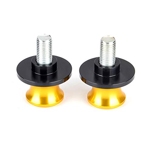 Goldfire 2pcs 10MM M10 X1.25 Motorcycle Swing arm Sliders Spools CNC Swing Arm Stand Screw for FZR 1000/600R/400 for Kawasaki Z750 /Z750S/ Z750R /ER-6F /ER-6N /Duke 125/200/390 (Yellow) - color: Yellow