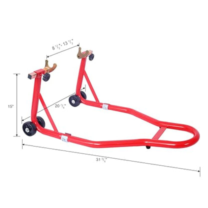 Motorcycle Stand 1000LB - Heavy Duty Sport Bike Front and Rear Wheel Lift, Adjustable Swingarm Paddock Stands, Industrial-Grade Steel (Red) - color: Red