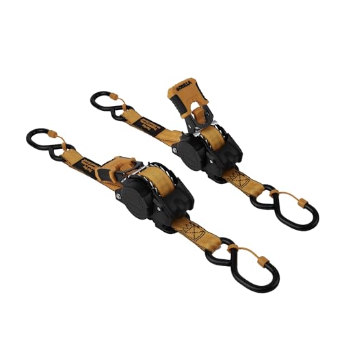 Gorilla Ratchet Tie Down Straps (2Pack) 1in x 10ft 1200lb Break Strength, Self-Locking Retractable, Heavy-Duty Orange Webbing, Gorilla-Grip Handles, Cap Locks, E-Coated Ratchets, Vinyl Hooks for Cargo - style: 1in x 10ft - 1,200lb Break (Pack of 2)