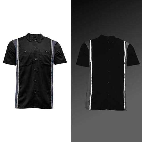 MILWAUKEE MOTORCYCLE CLOTHING CO. Men’s Blk/Orange Mechanic Work Shirt – w/Reflective Strip, Rider‑Built MDM11610 - size: Small
