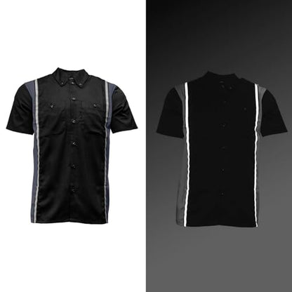 MILWAUKEE MOTORCYCLE CLOTHING CO. Men’s Blk/Orange Mechanic Work Shirt – w/Reflective Strip, Rider‑Built MDM11610 - size: Medium