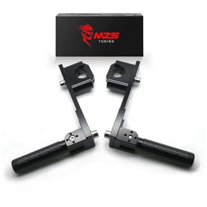 MZS Motorcycle Highway Foot Peg, 7/8"-1.25" Adjustable Adventure Highway Pegs Universal Foldable CNC Long Mount Compatible with KLR 650 DR650 Tenere Vstorm 300X 390 790 890 Dual for 22-32mm Crash Bar