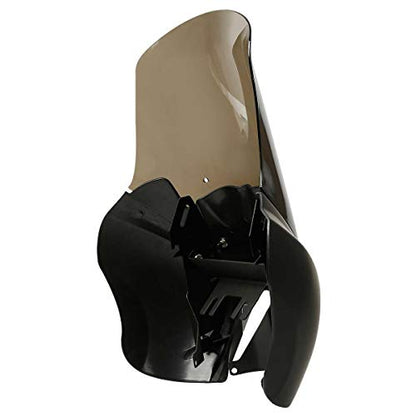 Green-L Matte Black Front Fairing with 15" Windshield Fit for Harley Dyna 2006-2017 T-Sport 2000-2003 - color: Matte Black Fairing w/ Smoked Windshield