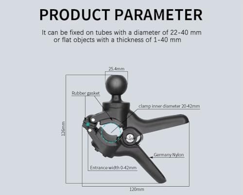 Strg Phone Mount with Clamp Base for Rails 0.85 to 1.55" in Diameter, Universal Handlebar & Rail Phone Mount for Motorcycles, Bikes, Kayaks & Bars - size: Clamp Base for 22 to 40mm Rails