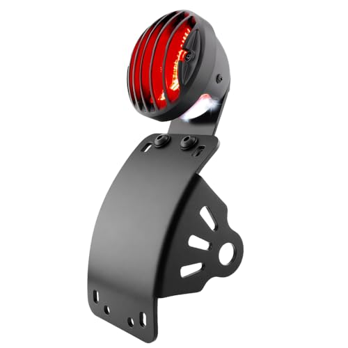 Motorcycle LED Tail Brake Light with Bracket Side Mount License Plate Rear Light Compatible with Harley Sporster Bobber Chopper Cafe Racer Street Bike (Curved Bracket, 3/4" Axle Hole) - color: Curved Bracket, size: 3/4" Axle Hole