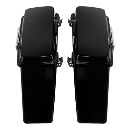 TCMT Hard Saddle bags Saddlebag Trunk Fits For Harley Touring Road King Road Street Glide Ultra Classic FLHT FLHR FLHX 1994-2013 - color: Vivid Black chrome Latches(No Liner)