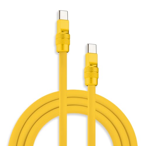 chubbycable Chubby 2.0 USB C 240W Fast Charging Cable Silicone Soft Durable USB C Cable Extra Thick Charger Cord Compatible with iPhone 17-15 Series iPad, Yellow+Yellow, Type-C to Type-C, 3.3FT - color: Yellow+Yellow, size: 3.3ft (1m), style: Type C-Type