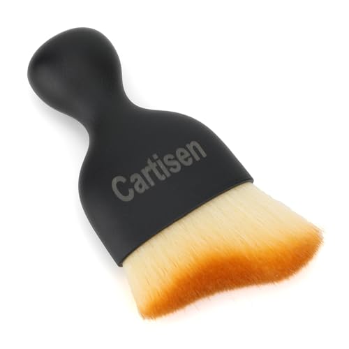 Car Interior Detailing Brush, Black Handle with Orange Bristles, Professional Cleaning Tool for Vents and Dashboard (2, Black)