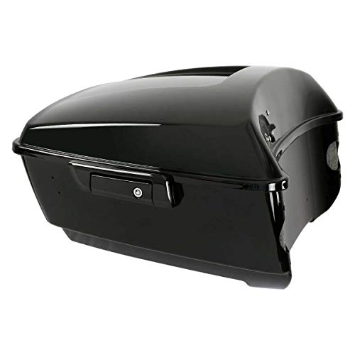 TCMT King Motorcycle Trunk Box Fits For Harley Davidson 2014-2025 Touring CVO Road King Road Glide Street Glide Electra Glide Ultra Limited Pack - color: Vivid Black Black Latches(W Speaker Holes)