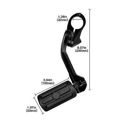 Motorcycle 1.25" Long Angled Highway Footpegs Adjustable Foot Pegs Footrests with Clamps Mounts kit Compatible with Harley Touring Sportster Softail Road Glide with 1 1/4 inch Engine Guard