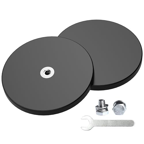Magnetpro 2 Pieces Strong Rubber Coated Mounting Magnets Anti-Scratch & Anti Corrosion, Over 120 LB Adhesive Power, with 1/4"-20 Stainless Steel Thread Hole and Screw for PTZ, Camera - size: 120LB - 1/4"-20 Female SS 2P