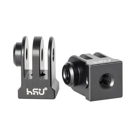 HSU Aluminum Alloy GoPro Tripod Mount Adapter for GoPro Hero 13/12/11/10/9/8/7/6, Mini 1/4-20 Metal Monopod Mount for AKASO Campark and Other Action Cameras (Black)