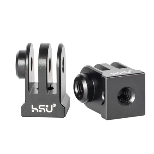 HSU Aluminum Alloy GoPro Tripod Mount Adapter for GoPro Hero 13/12/11/10/9/8/7/6, Mini 1/4-20 Metal Monopod Mount for AKASO Campark and Other Action Cameras (Black)