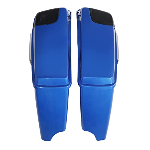 HR3 Electric Blue 4" Stretched Hard Saddlebags w/Speaker Lids Compatible with 2018 Street Glide FLHX (Replace for OEM) - color: Electric Blue