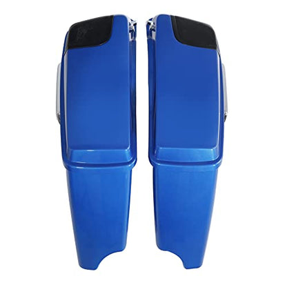 HR3 Electric Blue 4" Stretched Hard Saddlebags w/Speaker Lids Compatible with 2018 Street Glide FLHX (Replace for OEM) - color: Electric Blue